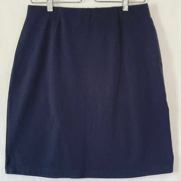 LL Bean Womens Stretch Jersey Mini Skirt Blue Classic Cotton Size Medium Petite - Picture 1 of 6